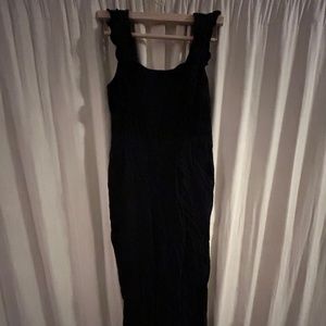 Black linen backless jumpsuit